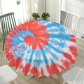 Orange And Blue Tie Dye Print Waterproof Round Tablecloth