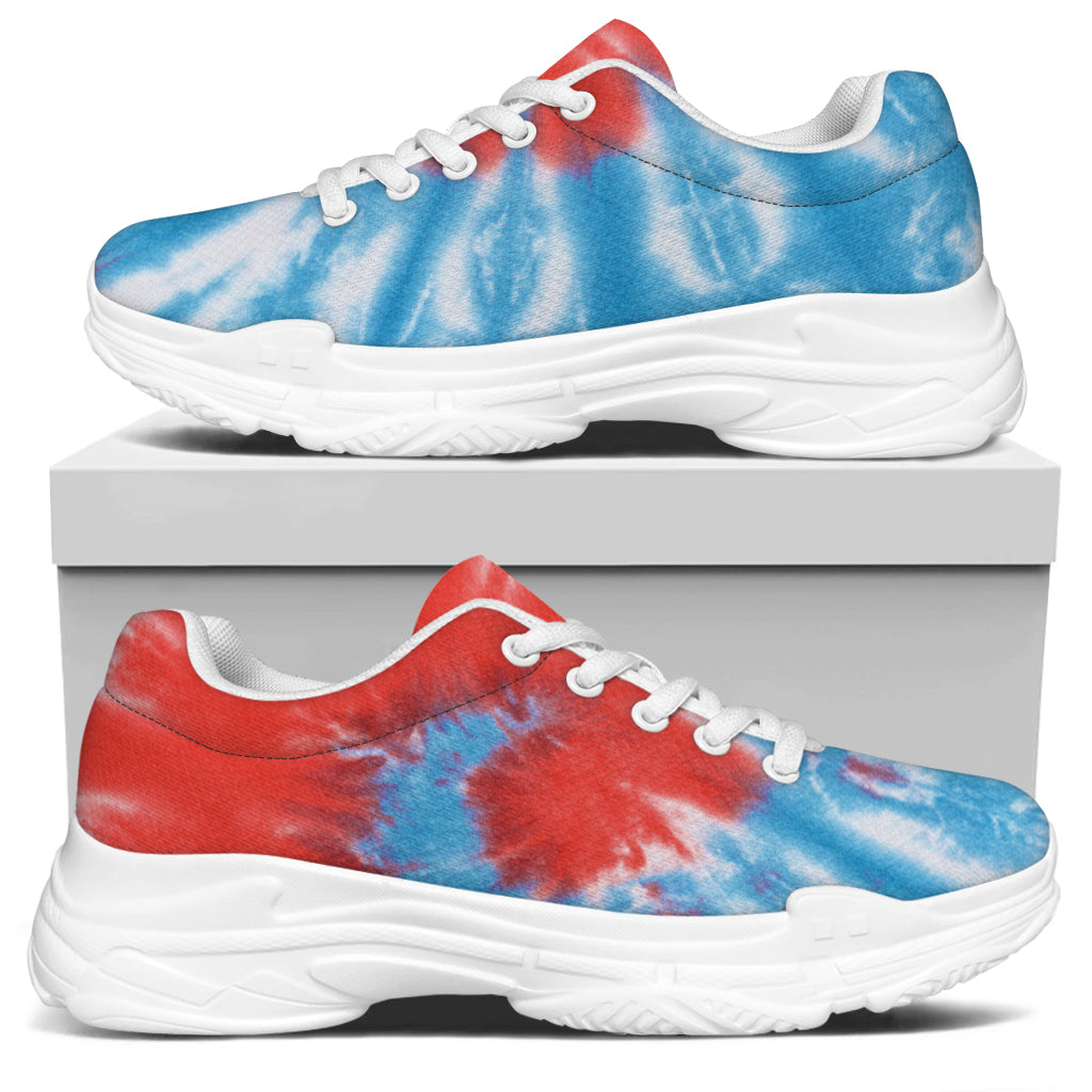 Orange And Blue Tie Dye Print White Chunky Shoes