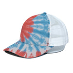 Orange And Blue Tie Dye Print White Mesh Trucker Cap