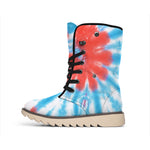 Orange And Blue Tie Dye Print Winter Boots