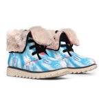 Orange And Blue Tie Dye Print Winter Boots