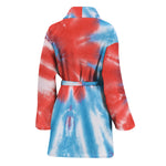 Orange And Blue Tie Dye Print Women's Bathrobe