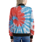 Orange And Blue Tie Dye Print Women's Bomber Jacket