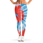 Orange And Blue Tie Dye Print Women's Leggings