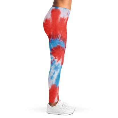 Orange And Blue Tie Dye Print Women's Leggings