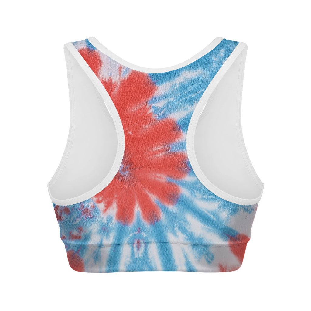 Orange And Blue Tie Dye Print Women's Sports Bra