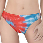 Orange And Blue Tie Dye Print Women's Thong