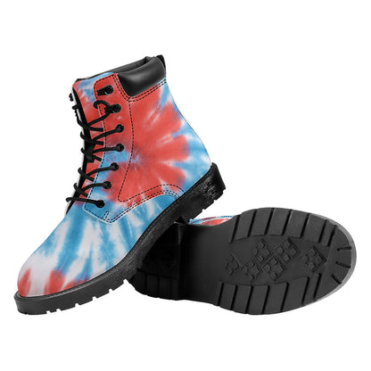 Orange And Blue Tie Dye Print Work Boots