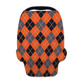 Orange And Grey Halloween Argyle Print Baby Seat Cover