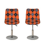 Orange And Grey Halloween Argyle Print Bar Stool Covers