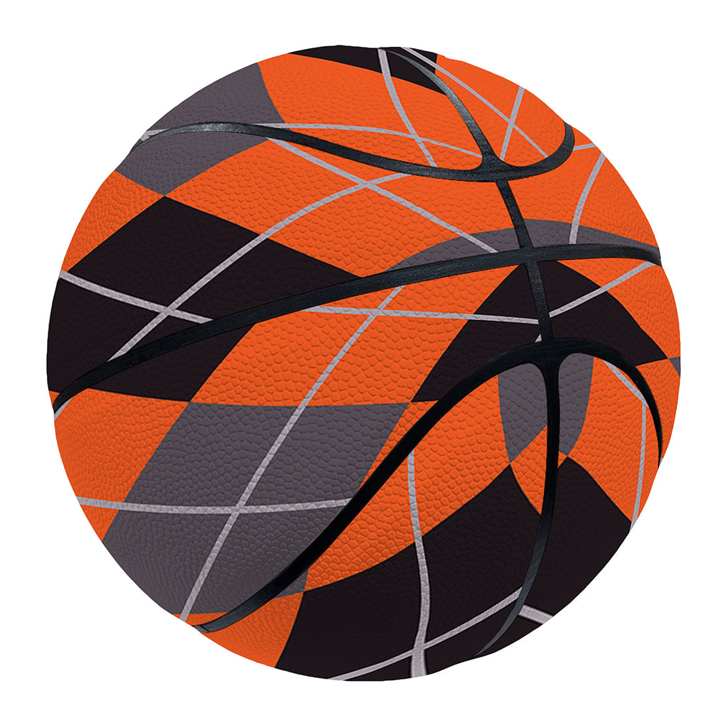 Orange And Grey Halloween Argyle Print Basketball
