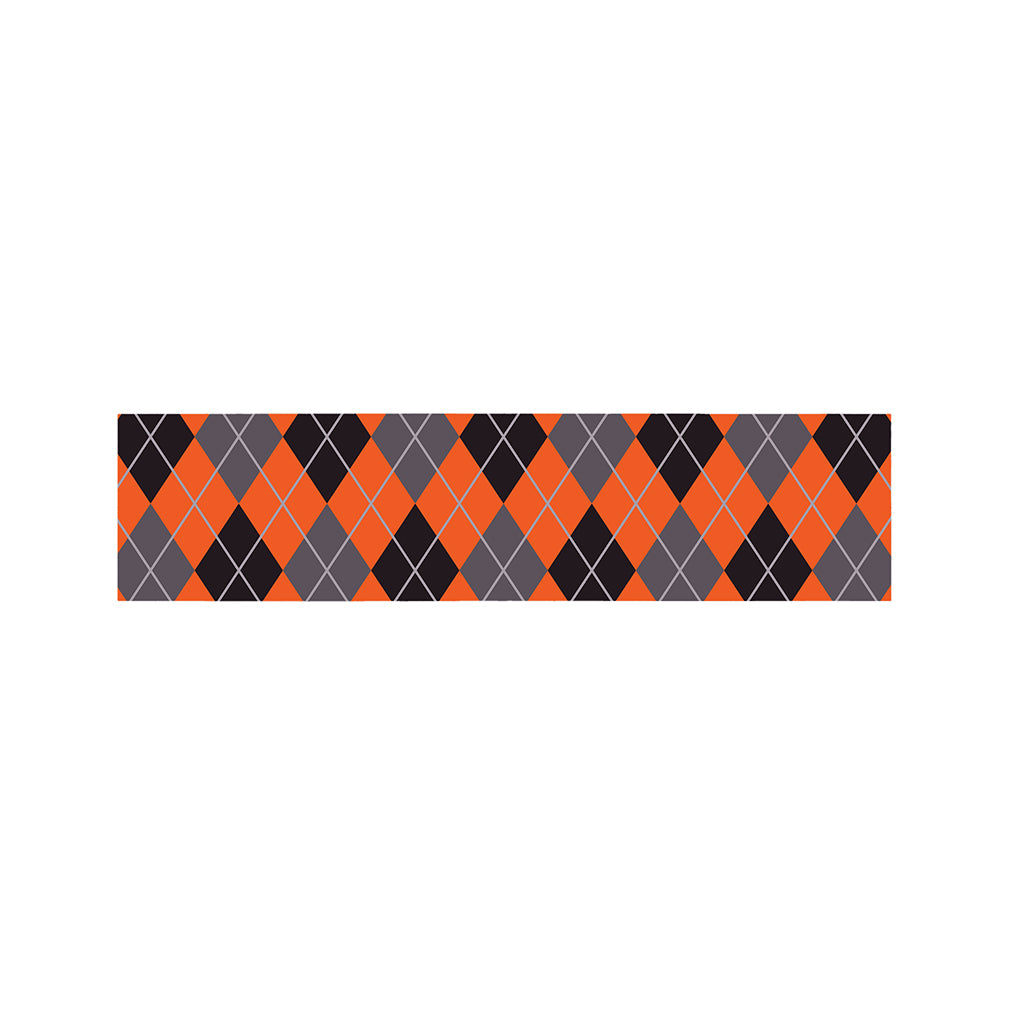 Orange And Grey Halloween Argyle Print Bed Runner