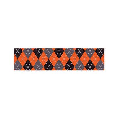Orange And Grey Halloween Argyle Print Bed Runner