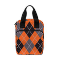 Orange And Grey Halloween Argyle Print Bible Tote Bag