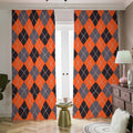 Orange And Grey Halloween Argyle Print Dimout Pencil Pleat Curtains
