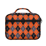 Orange And Grey Halloween Argyle Print Briefcase Bible Bag