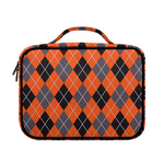 Orange And Grey Halloween Argyle Print Briefcase Bible Bag
