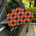 Orange And Grey Halloween Argyle Print Car Side Mirror Covers