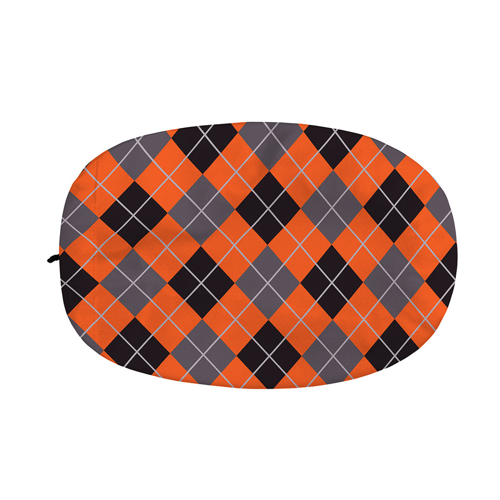 Orange And Grey Halloween Argyle Print Car Side Mirror Covers