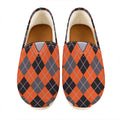 Orange And Grey Halloween Argyle Print Casual Shoes