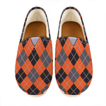Orange And Grey Halloween Argyle Print Casual Shoes