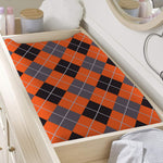 Orange And Grey Halloween Argyle Print Changing Pad Cover