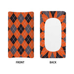 Orange And Grey Halloween Argyle Print Changing Pad Cover