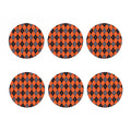 Orange And Grey Halloween Argyle Print Coaster Set