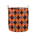 Orange And Grey Halloween Argyle Print Collapsible Laundry Basket