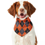 Orange And Grey Halloween Argyle Print Dog Bandana