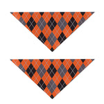 Orange And Grey Halloween Argyle Print Dog Bandana