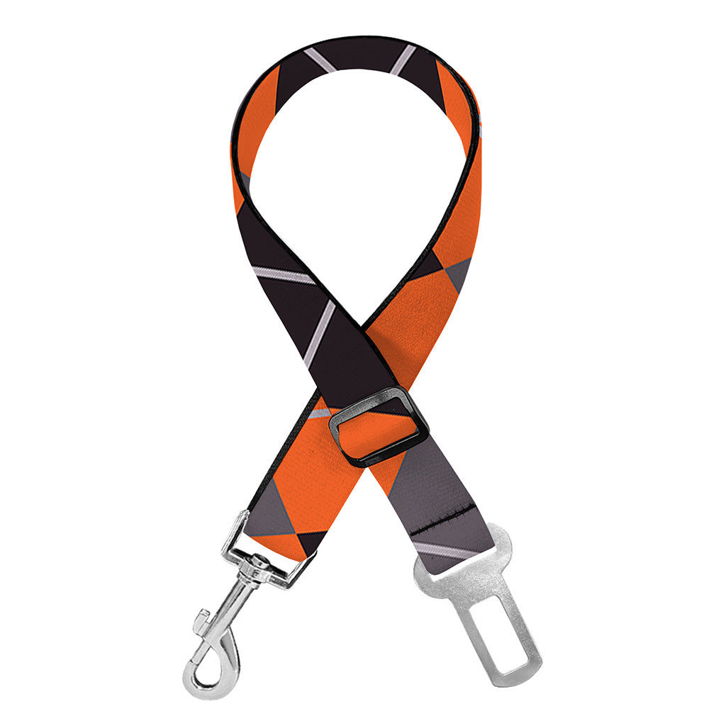 Orange And Grey Halloween Argyle Print Dog Seat Belt