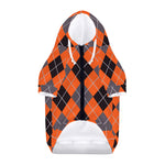 Orange And Grey Halloween Argyle Print Dog Zip Up Hoodie