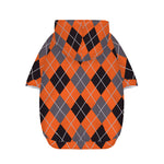 Orange And Grey Halloween Argyle Print Dog Zip Up Hoodie