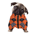 Orange And Grey Halloween Argyle Print Dog Zip Up Jacket