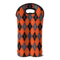 Orange And Grey Halloween Argyle Print Double Neoprene Wine Tote