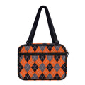 Orange And Grey Halloween Argyle Print Double Strap Bible Bag