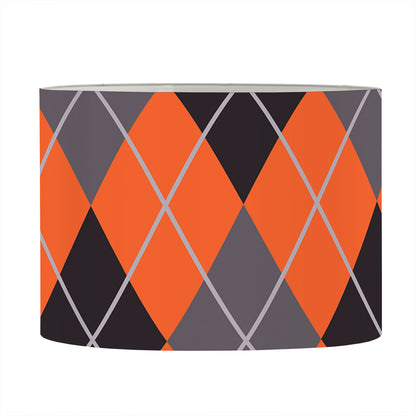 Orange And Grey Halloween Argyle Print Drum Lamp Shade