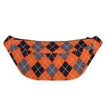 Orange And Grey Halloween Argyle Print Fanny Pack