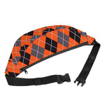 Orange And Grey Halloween Argyle Print Fanny Pack