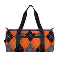 Orange And Grey Halloween Argyle Print Gym Bag