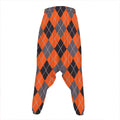 Orange And Grey Halloween Argyle Print Hammer Pants