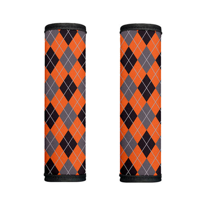 Orange And Grey Halloween Argyle Print Handle Covers