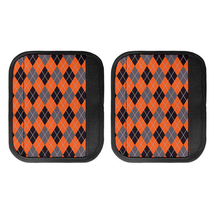 Orange And Grey Halloween Argyle Print Handle Covers