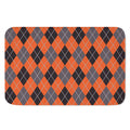 Orange And Grey Halloween Argyle Print Indoor Door Mat