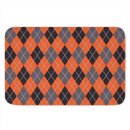 Orange And Grey Halloween Argyle Print Indoor Door Mat