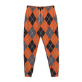 Orange And Grey Halloween Argyle Print Jogger Pants