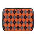 Orange And Grey Halloween Argyle Print Laptop Sleeve