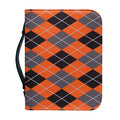 Orange And Grey Halloween Argyle Print Leather Bible Cover