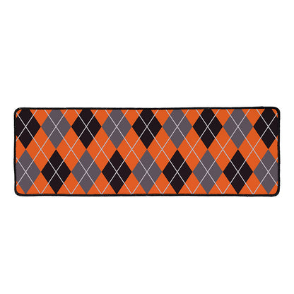 Orange And Grey Halloween Argyle Print Long Kitchen Mat